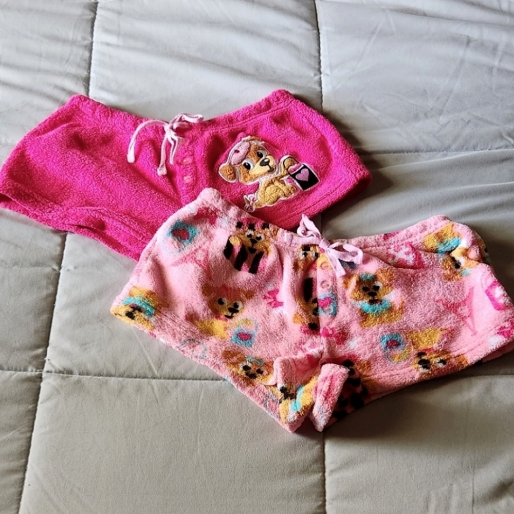 SO dog patterned fluffy sleepwear shorts